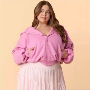 NWT! Blogilates Women's Marshmallow Full Zip Hooded Sweatshirt - Pink 2X NEW!